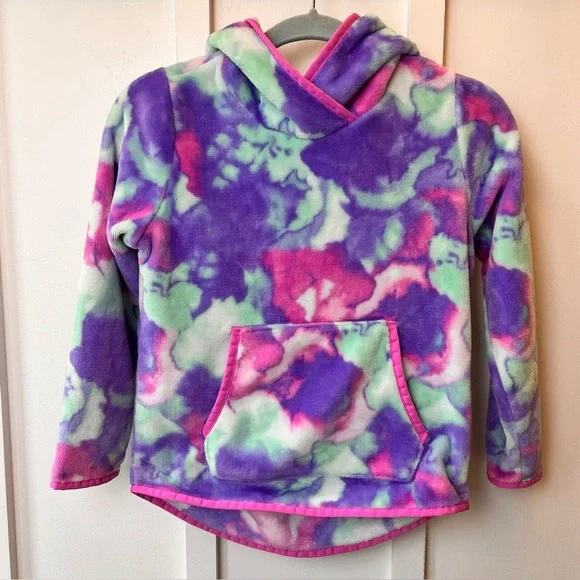 Lands End Girls Hoodie Size Small 7 - 8 Pullover Pink Purple Blue Pocket Soft - Picture 1 of 6